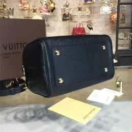 Replica Louis Vuitton Black Embossed Monogram Gold Lock Speedy 25
