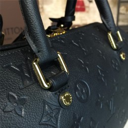 Replica Louis Vuitton Black Embossed Monogram Gold Lock Speedy 25