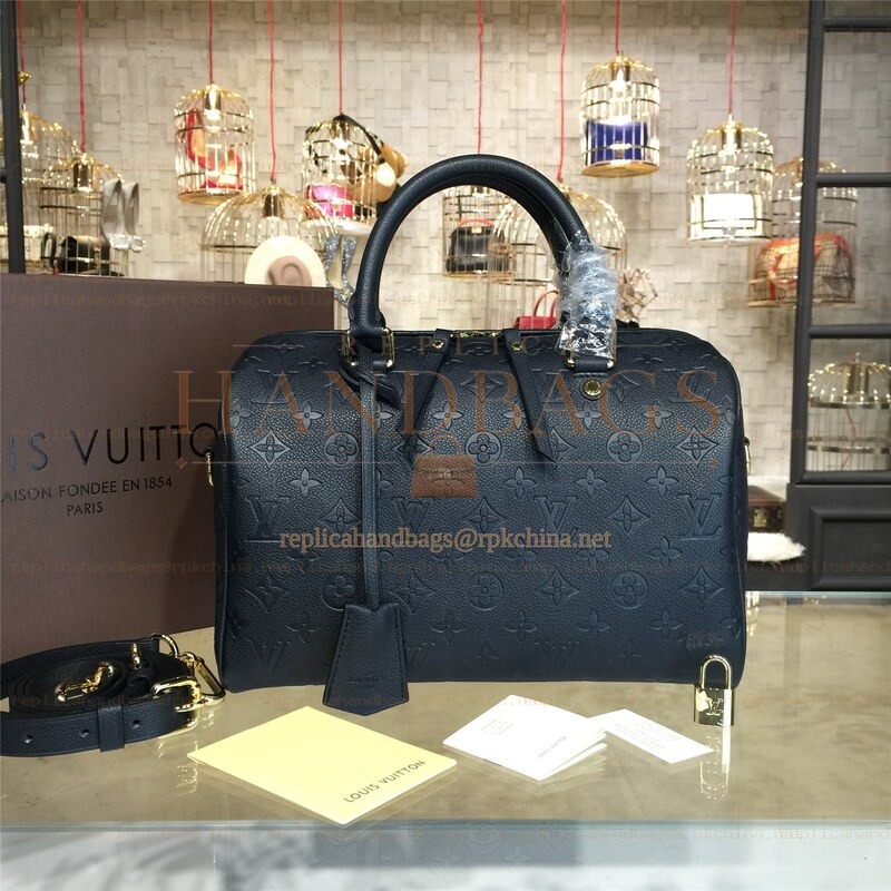 Replica Louis Vuitton Black Embossed Monogram Speedy 30