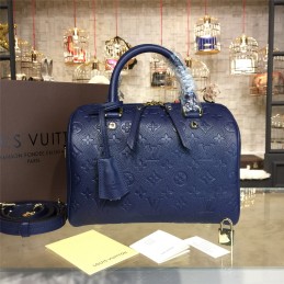 Replica Louis Vuitton Navy Embossed Monogram Speedy 25