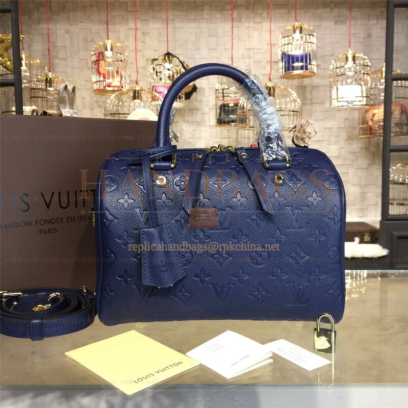 Replica Louis Vuitton Navy Embossed Monogram Speedy 25