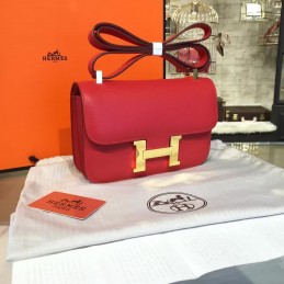 Replica Hermes Rouge Pink Constance 24 Gold Hardware Bag
