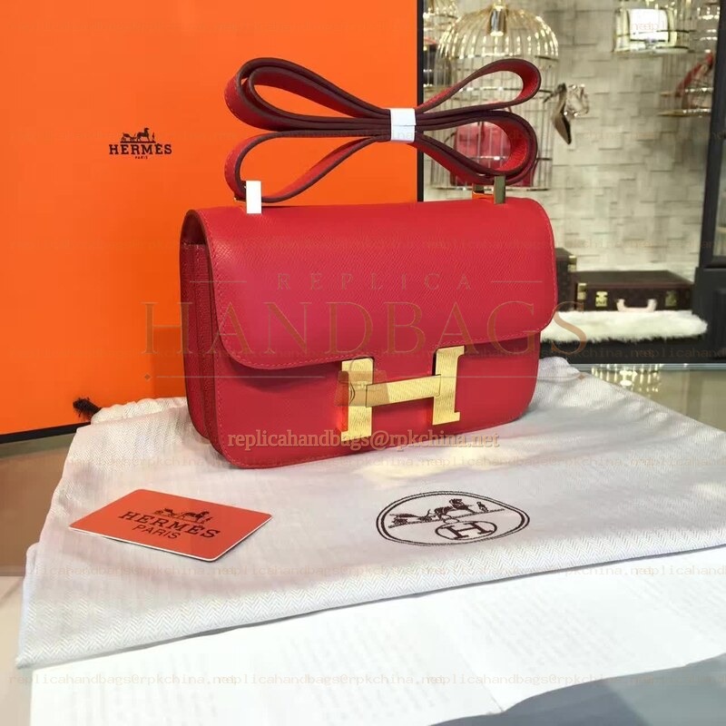 Replica Hermes Rouge Pink Constance 24 Gold Hardware Bag