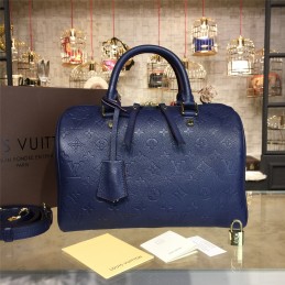 Replica Louis Vuitton Navy Embossed Monogram Speedy 30
