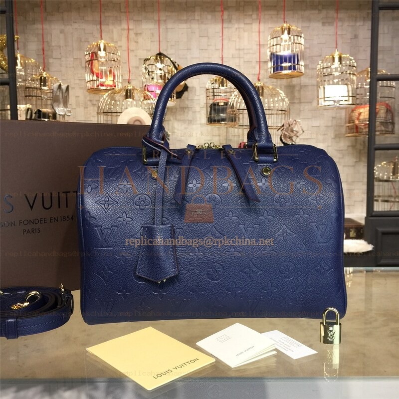 Replica Louis Vuitton Navy Embossed Monogram Speedy 30