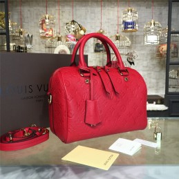 Replica Louis Vuitton Bright Red Embossed Monogram Speedy 25