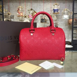 Replica Louis Vuitton Bright Red Embossed Monogram Speedy 25
