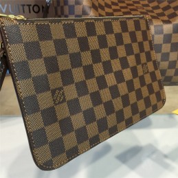 Replica Louis Vuitton Brown Damier Ebene Red Trim Neverfull MM
