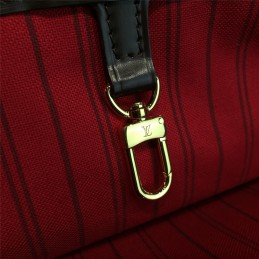 Replica Louis Vuitton Brown Damier Ebene Red Trim Neverfull MM