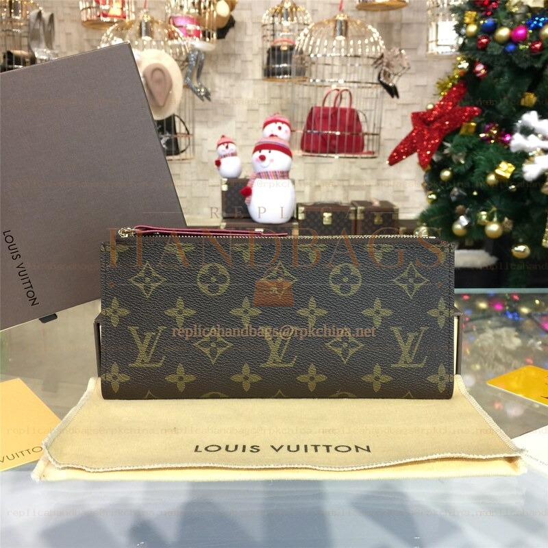 Replica Louis Vuitton Brown Monogram Burgundy Interior Adele Wallet