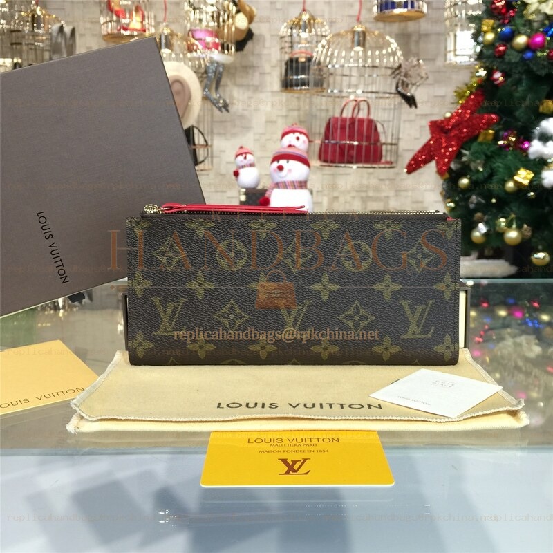 Replica Louis Vuitton Brown Monogram Red Interior Adele Wallet