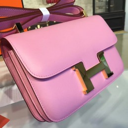 Replica Hermes Light Pink Constance 24 Gold Hardware Bag