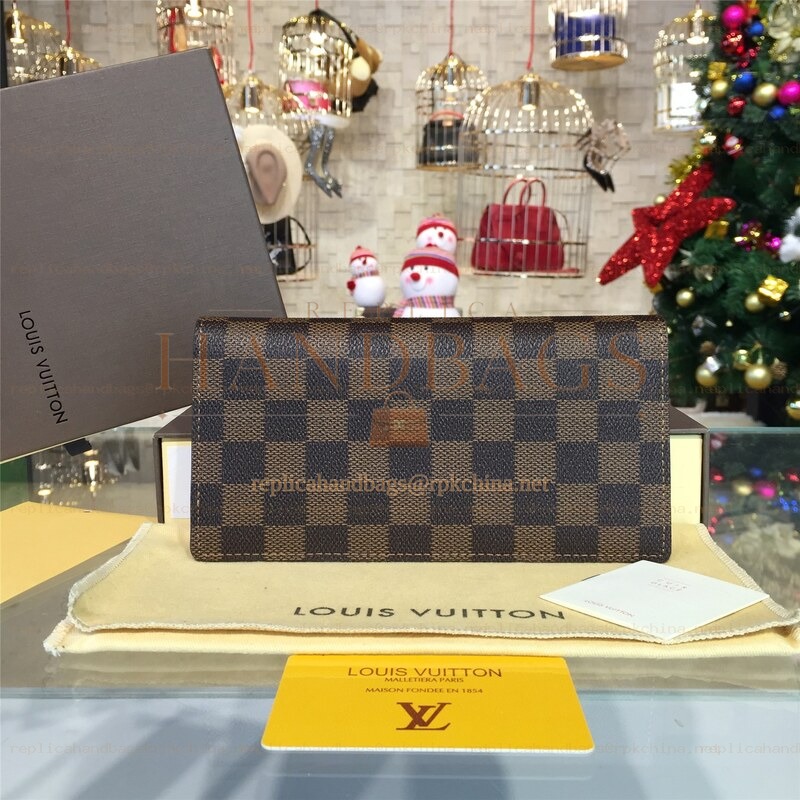 Replica Louis Vuitton Brown Damier Ebene Brazza Wallet