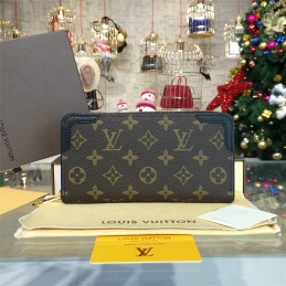 Replica Louis Vuitton Brown Monogram Black Trim Zippy Wallet Retiro