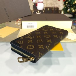 Replica Louis Vuitton Brown Monogram Black Trim Zippy Wallet Retiro