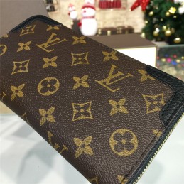 Replica Louis Vuitton Brown Monogram Black Trim Zippy Wallet Retiro