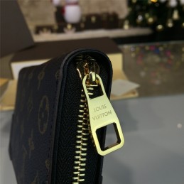 Replica Louis Vuitton Brown Monogram Black Trim Zippy Wallet Retiro