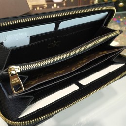 Replica Louis Vuitton Brown Monogram Black Trim Zippy Wallet Retiro