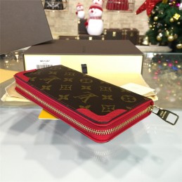 Replica Louis Vuitton Brown Monogram Red Trim Zippy Wallet Retiro