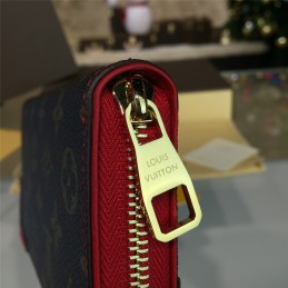 Replica Louis Vuitton Brown Monogram Red Trim Zippy Wallet Retiro