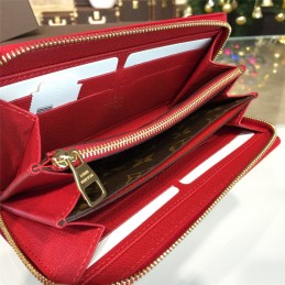 Replica Louis Vuitton Brown Monogram Red Trim Zippy Wallet Retiro
