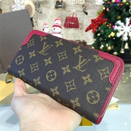 Replica Louis Vuitton Brown Monogram Burgundy Trim Zippy Wallet Retiro