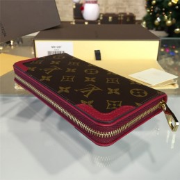 Replica Louis Vuitton Brown Monogram Burgundy Trim Zippy Wallet Retiro