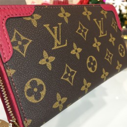 Replica Louis Vuitton Brown Monogram Burgundy Trim Zippy Wallet Retiro