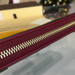 Replica Louis Vuitton Brown Monogram Burgundy Trim Zippy Wallet Retiro