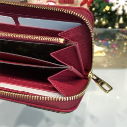 Replica Louis Vuitton Brown Monogram Burgundy Trim Zippy Wallet Retiro