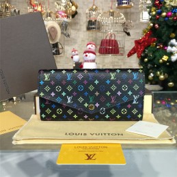 Replica Louis Vuitton Black Multicolor Monogram Sarah Wallet