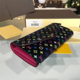 Replica Louis Vuitton Black Multicolor Monogram Sarah Wallet