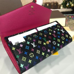 Replica Louis Vuitton Black Multicolor Monogram Sarah Wallet