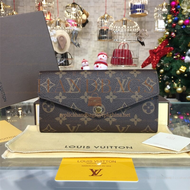 Replica Louis Vuitton Brown Monogram Brown Interior Sarah Wallet