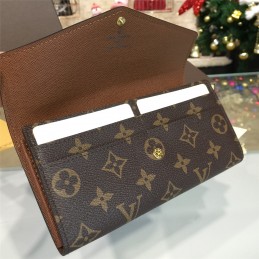 Replica Louis Vuitton Brown Monogram Brown Interior Sarah Wallet