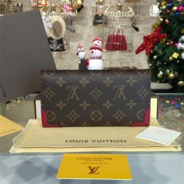 Replica Louis Vuitton Brown Monogram Fuchsia Trim Sarah Wallet