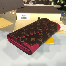 Replica Louis Vuitton Brown Monogram Fuchsia Trim Sarah Wallet
