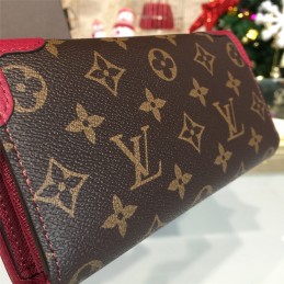Replica Louis Vuitton Brown Monogram Fuchsia Trim Sarah Wallet