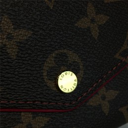 Replica Louis Vuitton Brown Monogram Fuchsia Trim Sarah Wallet