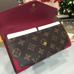 Replica Louis Vuitton Brown Monogram Fuchsia Trim Sarah Wallet