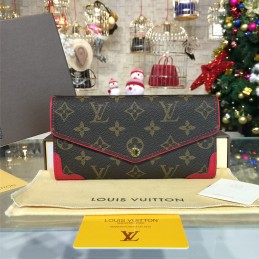 Replica Louis Vuitton Brown Monogram Red Trim Sarah Wallet