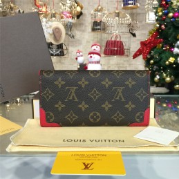 Replica Louis Vuitton Brown Monogram Red Trim Sarah Wallet