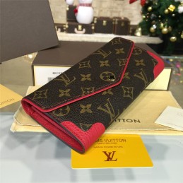 Replica Louis Vuitton Brown Monogram Red Trim Sarah Wallet