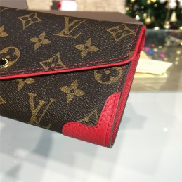 Replica Louis Vuitton Brown Monogram Red Trim Sarah Wallet