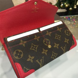 Replica Louis Vuitton Brown Monogram Red Trim Sarah Wallet
