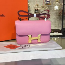 Replica Hermes Light Pink Constance 24 Gold Hardware Bag