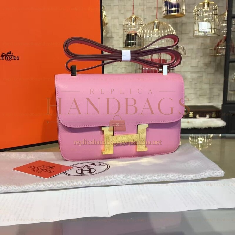 Replica Hermes Light Pink Constance 24 Gold Hardware Bag