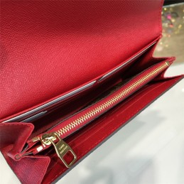 Replica Louis Vuitton Brown Monogram Red Trim Sarah Wallet