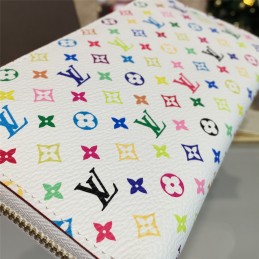 Replica Louis Vuitton White Multicolor Monogram Pink Interior Zippy Wallet