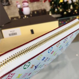 Replica Louis Vuitton White Multicolor Monogram Pink Interior Zippy Wallet